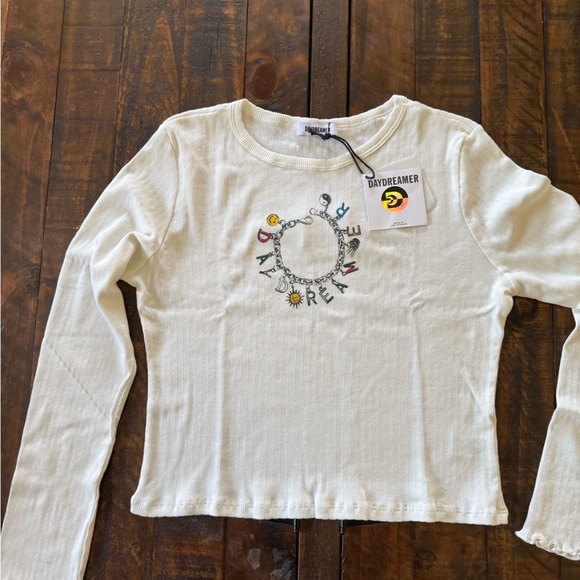 COPY - Daydreamer Vintage White Tee with Chain Design XL Free People/Anthropolo… - Picture 4 of 5